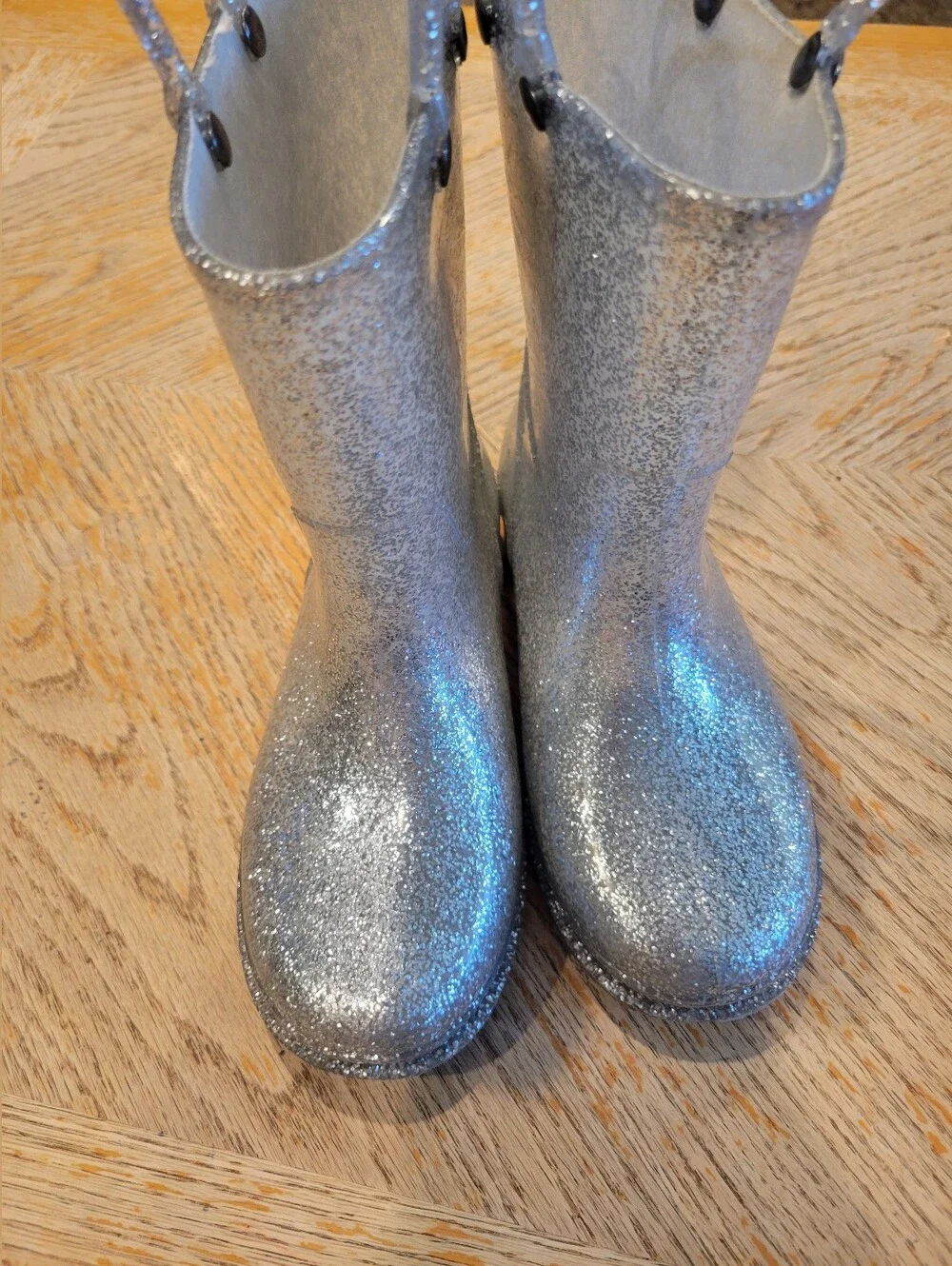 Western Chief Girls Silver Sparkle Rain Boots Size 1